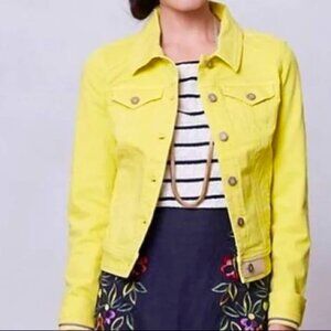 Anthropologie Pilcro & the Letterpress Yellow Denim Jean Jacket Womens Small